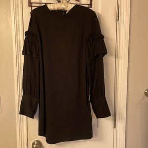 NWT Junie Black Dress w/ Long Puffed & Ruffled Sleeves